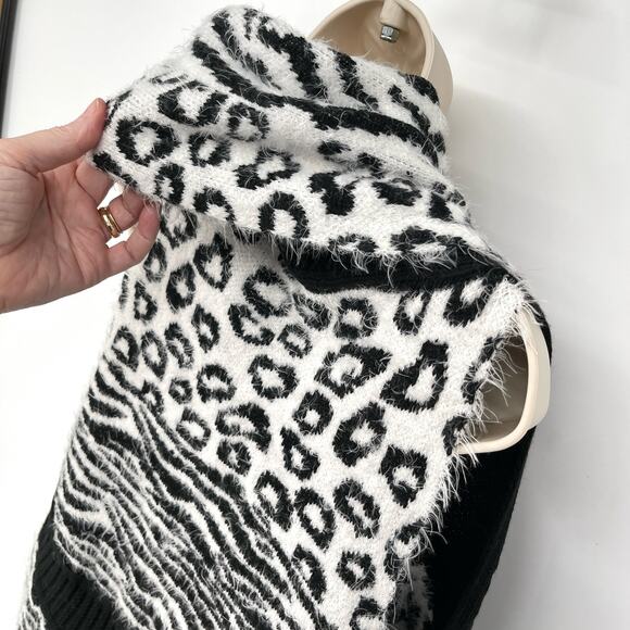 Spense NWT Women's Open Front Leopard Print Sweater SZ Petite XL Ivory Black - Picture 6 of 8